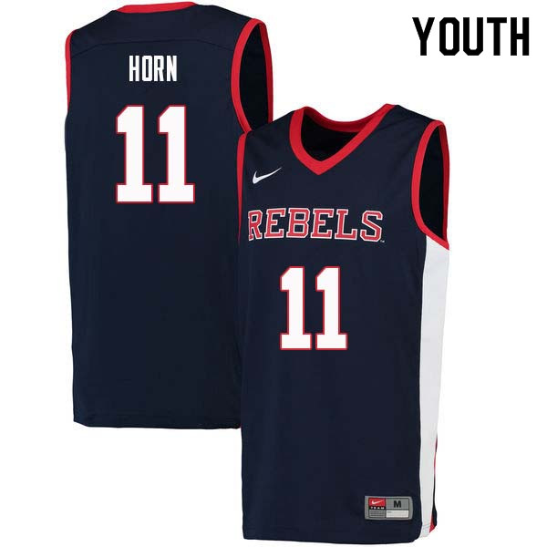Eric Horn Ole Miss Rebels NCAA Youth Navy #11 Stitched Limited College Football Jersey EMN8858CW